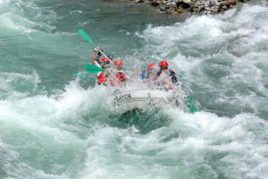 A paddle raft on the Tuolumne River