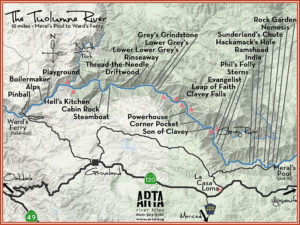Tuolumne River Whitewater Rafting Trip Map With Names of Rapids - ARTA River Trips