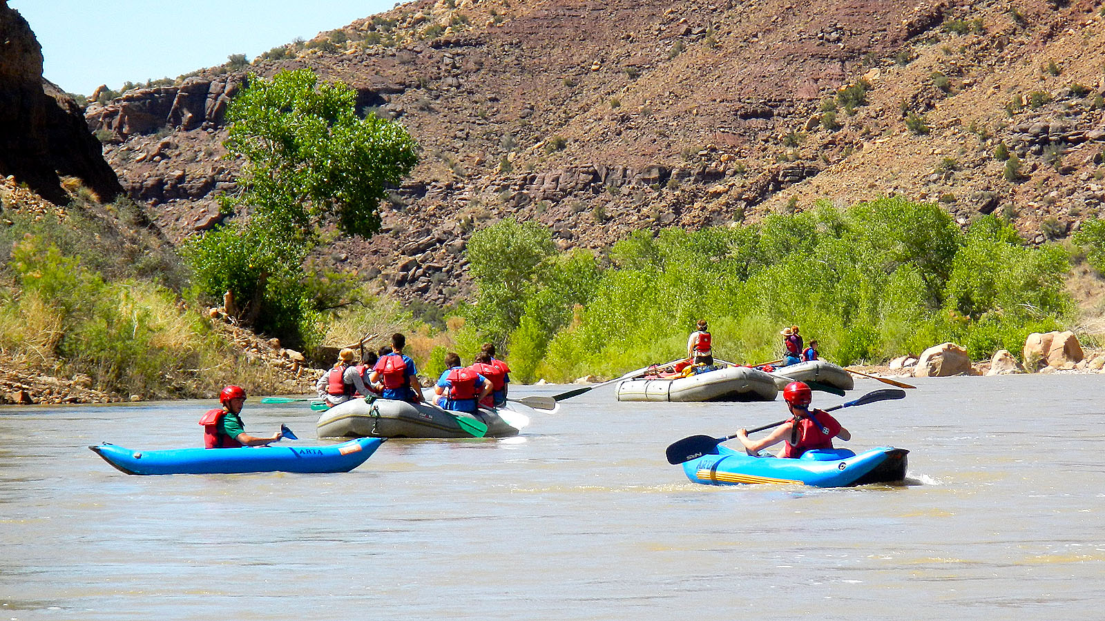 Junior Whitewater School students work on the basics on the Green River through Desolations Canyon