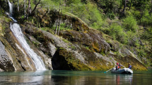 A waterfall along the Illinois River in Southern Oregon while illinois river rafting