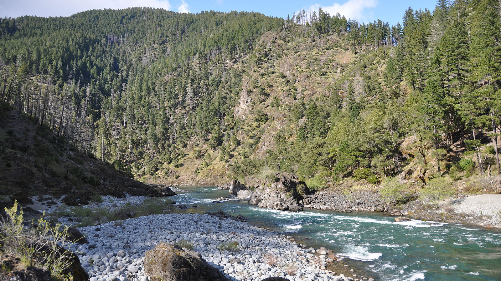 Looking downstream along the Illinois River in Southern Oregon