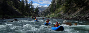Inflatable kayaks on the Middle Fork of the Salmon River in Idaho