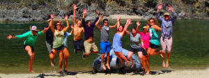 A group celebrates along the Middle Fork of the Salmon River in Idaho