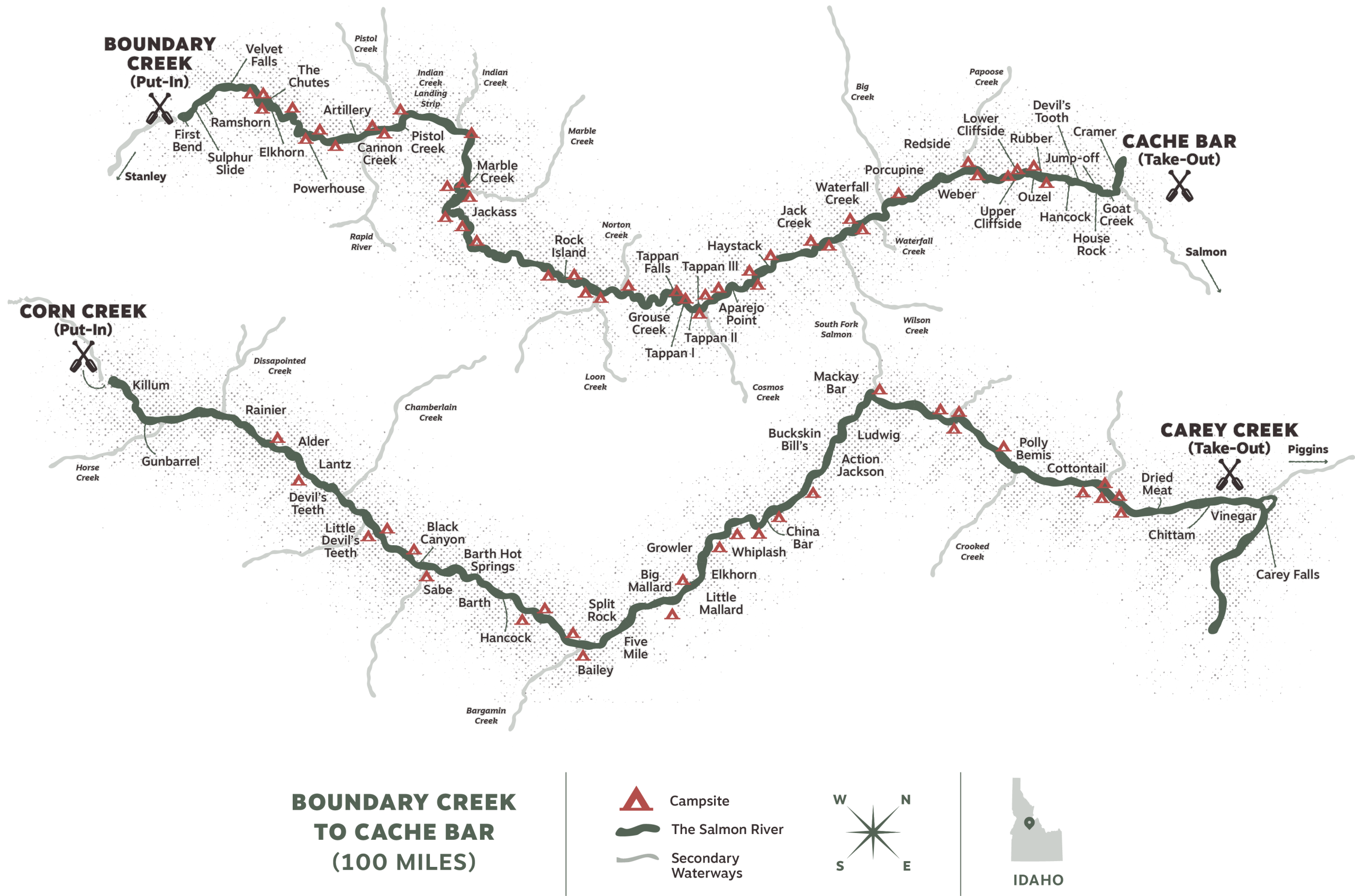 A map of the middle and main salmon river