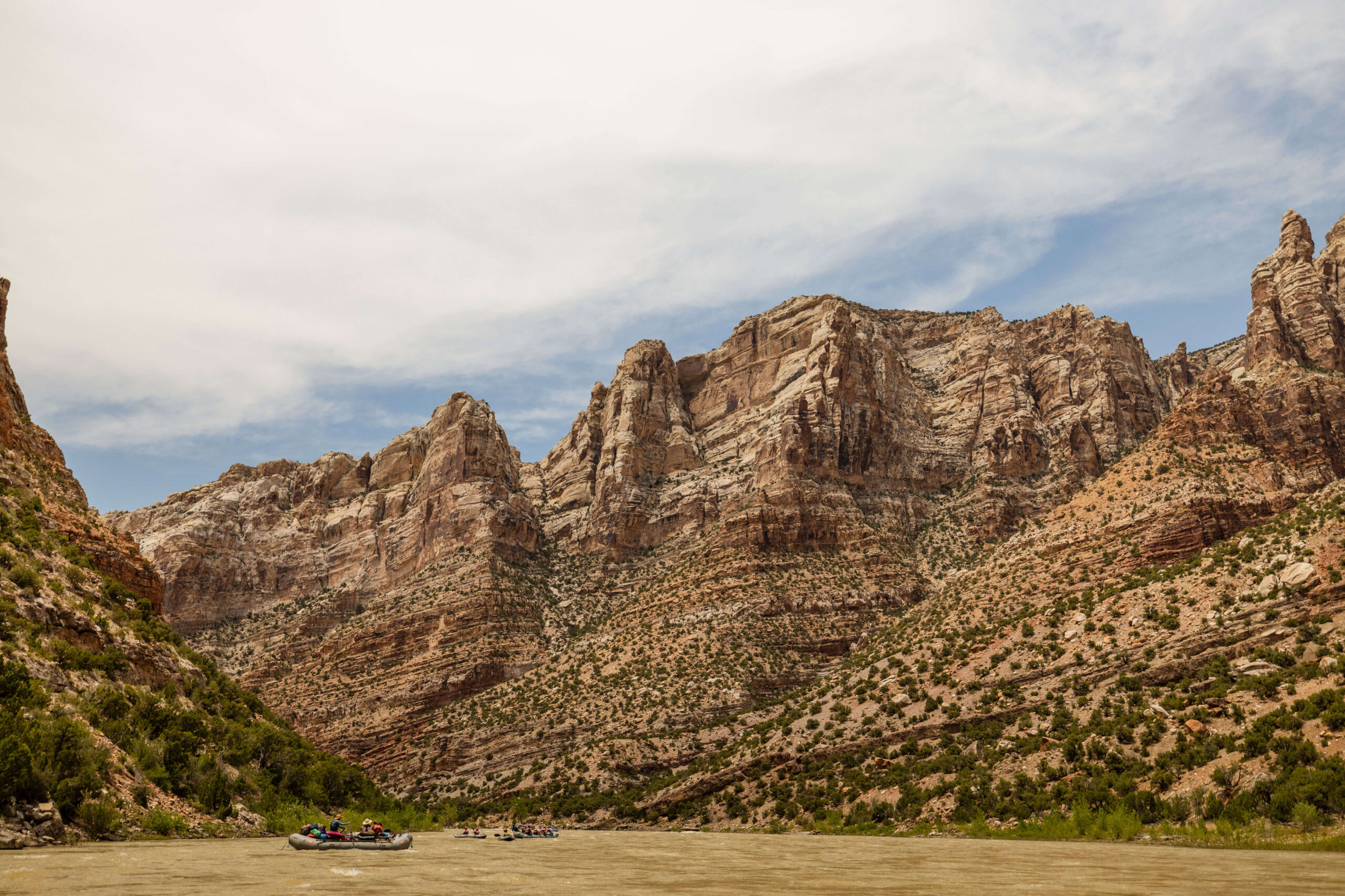 A scenic river winds through a unique canyon
